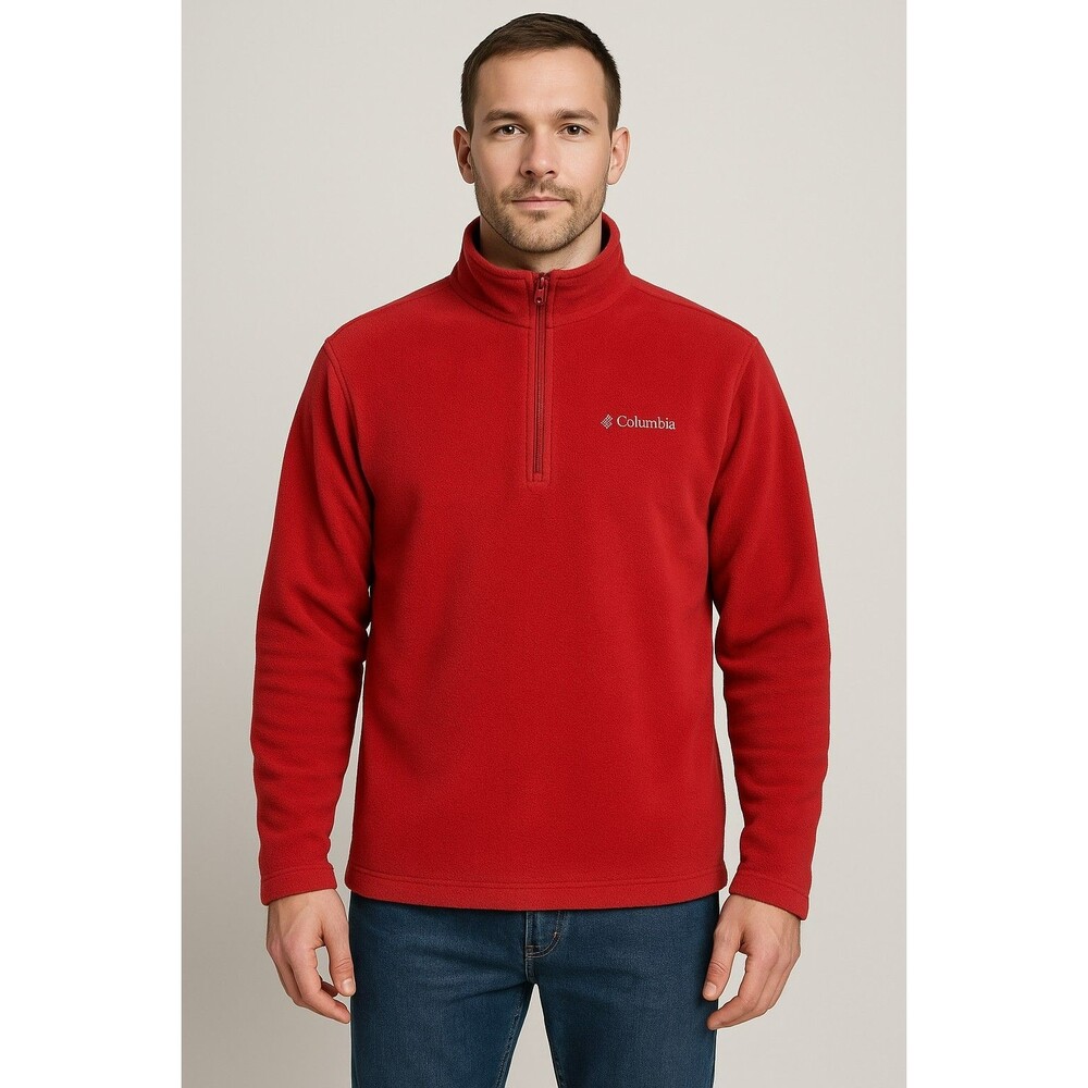 Columbia Omni Heat 1/4 Zip Red Pullover Thermal Fleece Jacket Mens Large